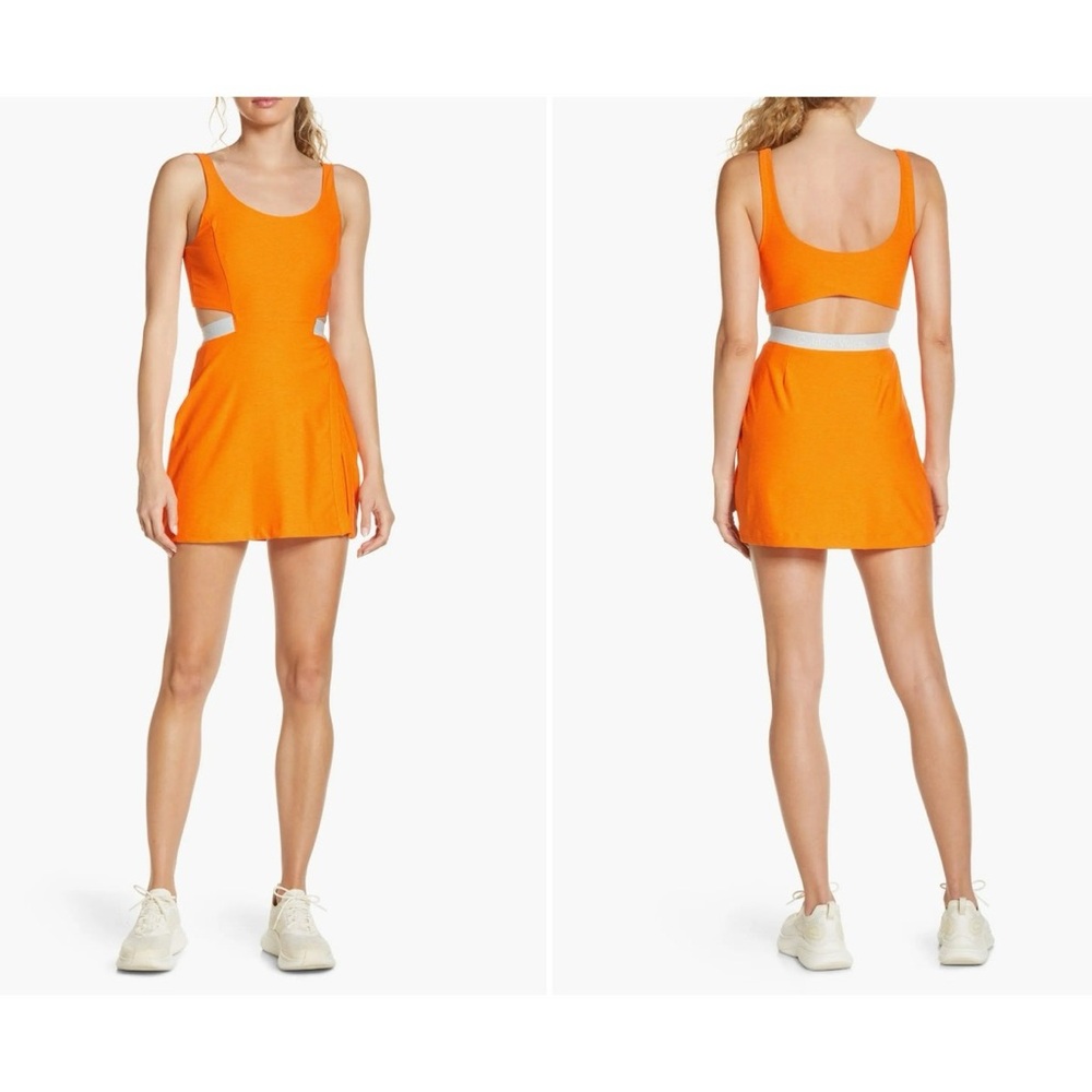 Outdoor Voices Orange Skater Mini Dress with Cut Out size medium
